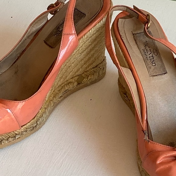 Valentino Pink Patent Leather Wedge 🎀 Bow Espadrilles with Original 📦 Shoe Box - Picture 13 of 16